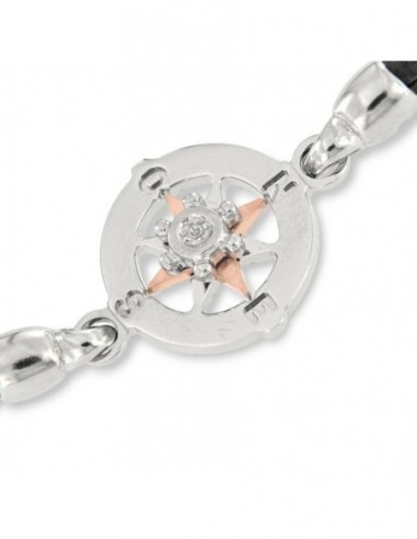 Bracciale Argento Rodiato Rosa Dei Venti Laccio [9bda28bd]