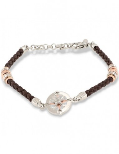 Bracciale Argento Rodiato Rosa Dei Venti Laccio [9e8a6fa3]
