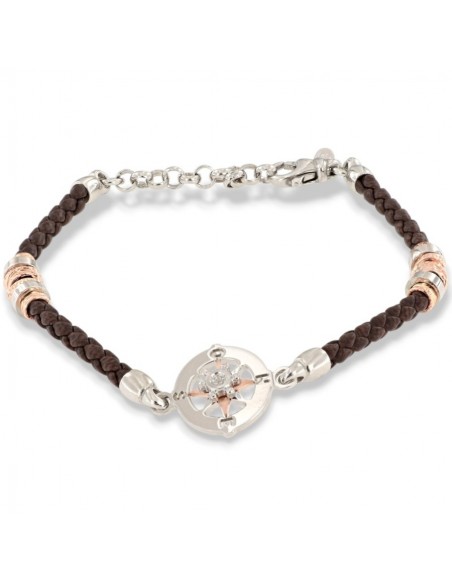 Bracciale Argento Rodiato Rosa Dei Venti Laccio [9e8a6fa3]