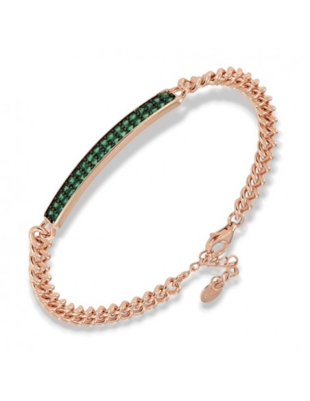 Bracciale Argento Rosato Grumetta Tennis Zirconi Verdi Doppia FIla [f247326c]