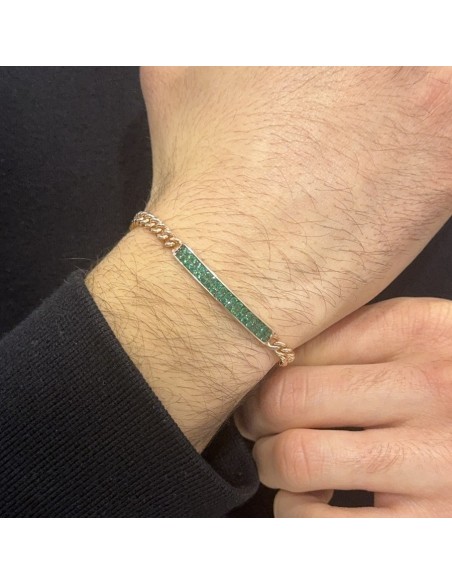 Bracciale Argento Rosato Grumetta Tennis Zirconi Verdi Doppia FIla [6469a3fa]