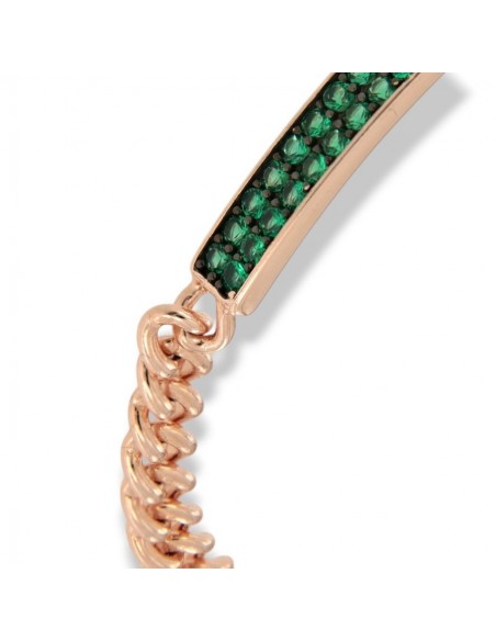 Bracciale Argento Rosato Grumetta Tennis Zirconi Verdi Doppia FIla [d37462fe]