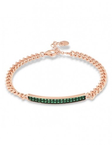 Bracciale Argento Rosato Grumetta Tennis Zirconi Verdi Doppia FIla [d62425e0]