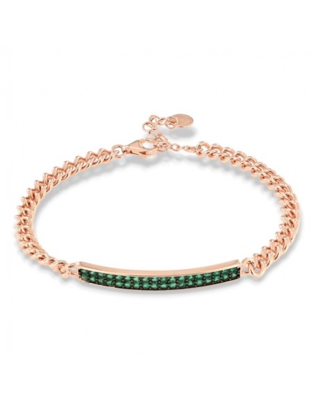 Bracciale Argento Rosato Grumetta Tennis Zirconi Verdi Doppia FIla [d62425e0]
