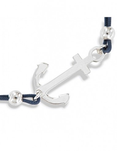 Bracciale Argento Rodiato Ancora Laccio Blu [1e99ec62]