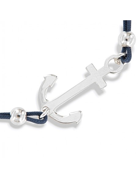 Bracciale Argento Rodiato Ancora Laccio Blu [1e99ec62]