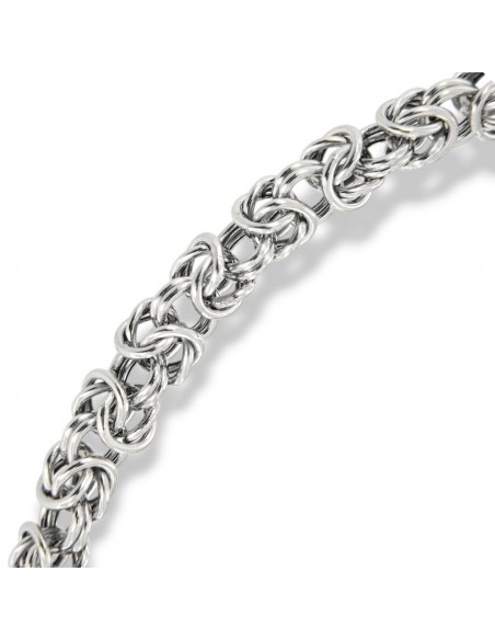 Bracciale Argento Rodiato Maglia Bizantina [10c05d61]