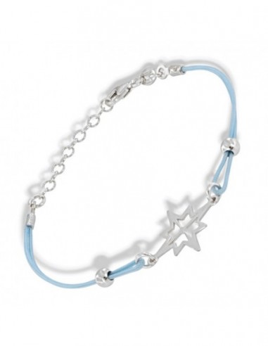 Bracciale Argento Rodiato Rosa Dei Venti Laccio Celeste [fffebf88]