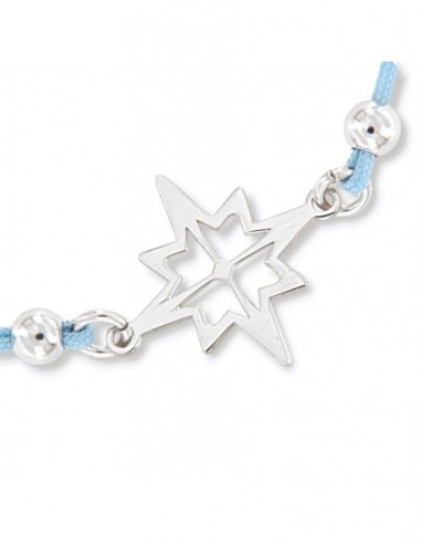 Bracciale Argento Rodiato Rosa Dei Venti Laccio Celeste [b5b1e3b9]