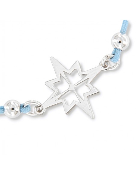 Bracciale Argento Rodiato Rosa Dei Venti Laccio Celeste [b5b1e3b9]