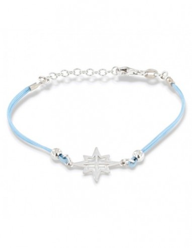 Bracciale Argento Rodiato Rosa Dei Venti Laccio Celeste [b0e1a4a7]