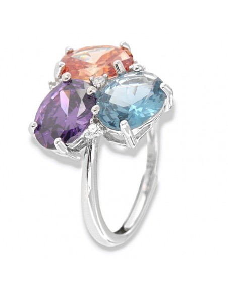Anello Argento Rodiato Trilogy Zirconi Colorati [5a62d637]