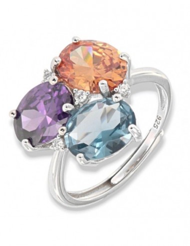 Anello Argento Rodiato Trilogy Zirconi Colorati [a8cfd3a4]