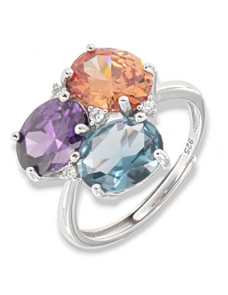 Anello Argento Rodiato Trilogy Zirconi Colorati [a8cfd3a4]