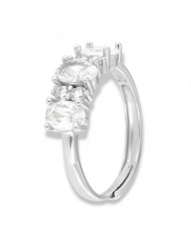 Anello Argento Rodiato Riviera Zirconi Bianchi Ovali [1cd3ce42]