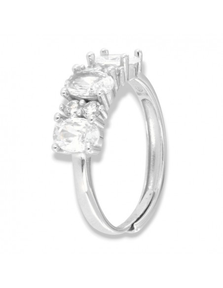 Anello Argento Rodiato Riviera Zirconi Bianchi Ovali [1cd3ce42]