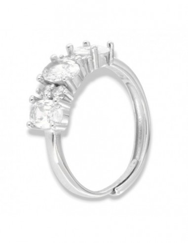 Anello Argento Rodiato Riviera Zirconi Bianchi Ovali [69884287]