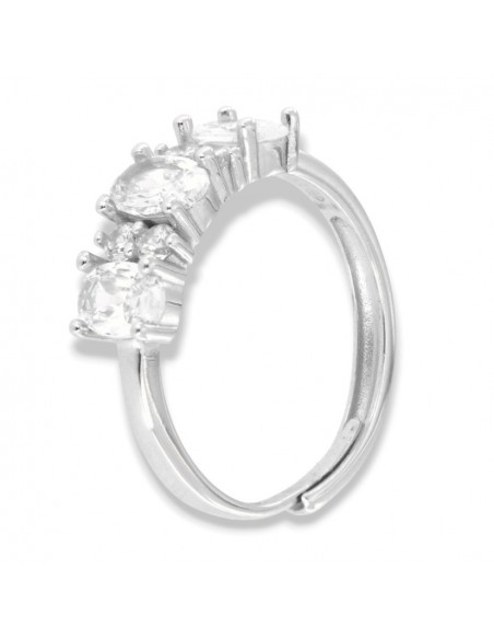 Anello Argento Rodiato Riviera Zirconi Bianchi Ovali [69884287]