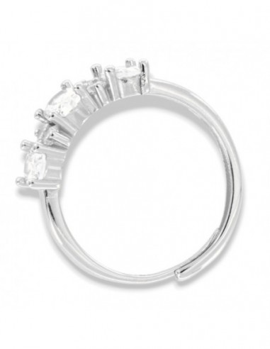 Anello Argento Rodiato Riviera Zirconi Bianchi Ovali [de958383]
