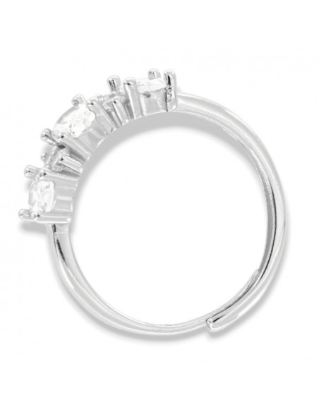 Anello Argento Rodiato Riviera Zirconi Bianchi Ovali [de958383]