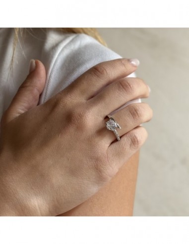 Anello Argento Rodiato Solitario Castone 6 Griffe [ebf37140]