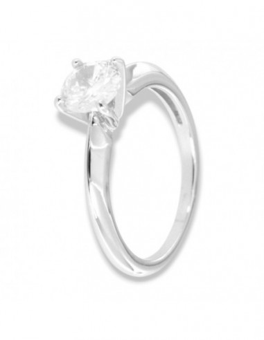 Anello Argento Rodiato Solitario Zircone 6MM [c012d790]