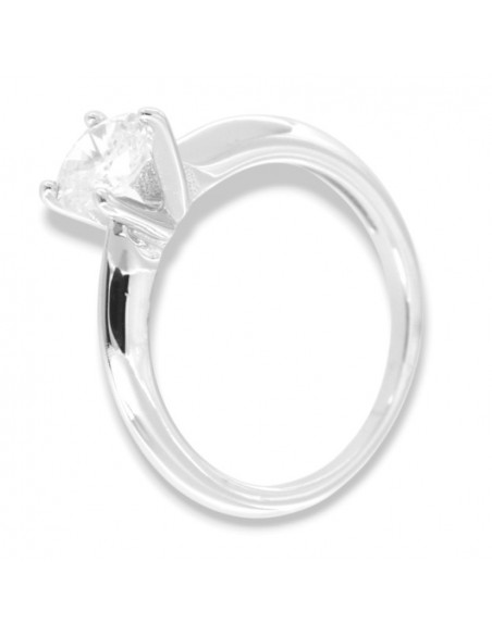 Anello Argento Rodiato Solitario Zircone 6MM [de122f5b]