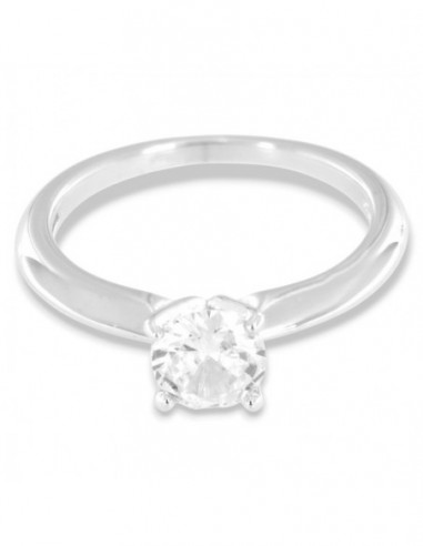 Anello Argento Rodiato Solitario Zircone 6MM [b029ad52]