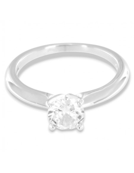 Anello Argento Rodiato Solitario Zircone 6MM [b029ad52]