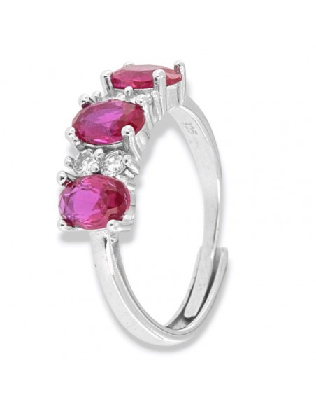 Anello Argento Rodiato Riviera 3 Zirconi Viola [2ad2acbe]