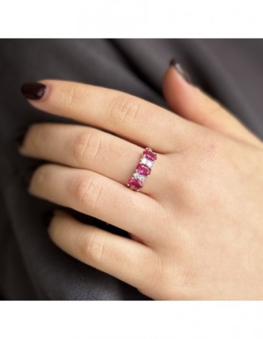 Anello Argento Rodiato Riviera 3 Zirconi Viola [38438105]
