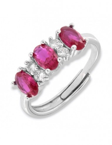 Anello Argento Rodiato Riviera 3 Zirconi Viola [8f5e4001]