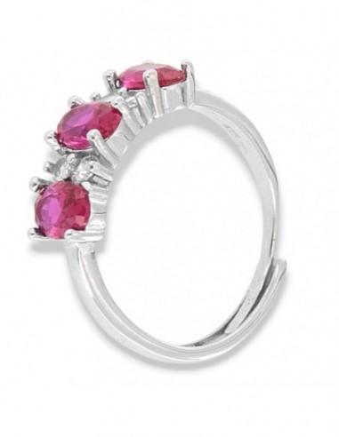 Anello Argento Rodiato Riviera 3 Zirconi Viola [8a0e071f]