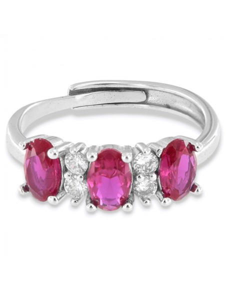 Anello Argento Rodiato Riviera 3 Zirconi Viola [e4358516]