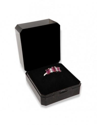 Anello Argento Rodiato Riviera 3 Zirconi Viola [53284412]