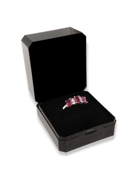 Anello Argento Rodiato Riviera 3 Zirconi Viola [53284412]