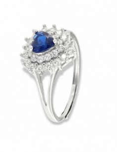 Anello Argento Rodiato Principessa Cuore Blu 5MM [4b19e795]