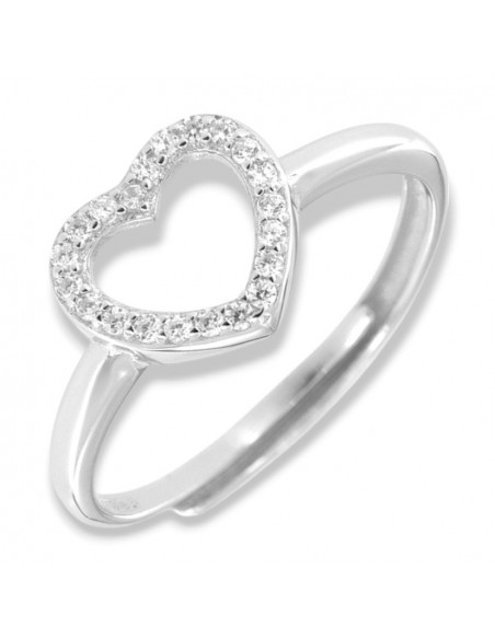 Anello Argento Rodiato Cuore Bordi Zirconi Bianchi [71e7c918]