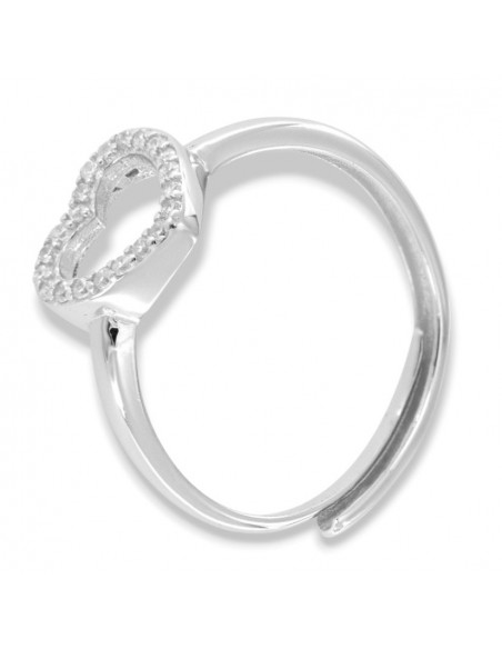 Anello Argento Rodiato Cuore Bordi Zirconi Bianchi [74b78e06]