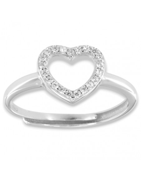 Anello Argento Rodiato Cuore Bordi Zirconi Bianchi [1a8c0c0f]
