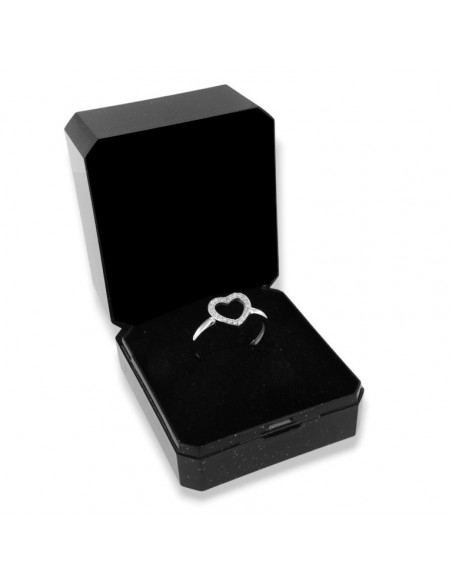 Anello Argento Rodiato Cuore Bordi Zirconi Bianchi [ad91cd0b]