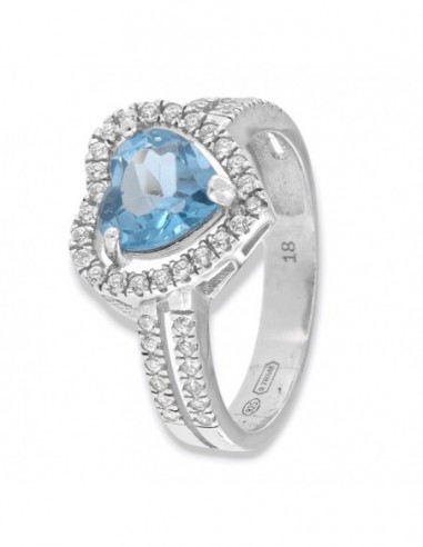 Anello Argento Rodiato Cuore Celeste [554b3956]