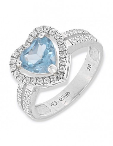 Anello Argento Rodiato Cuore Celeste [dacfc6c3]