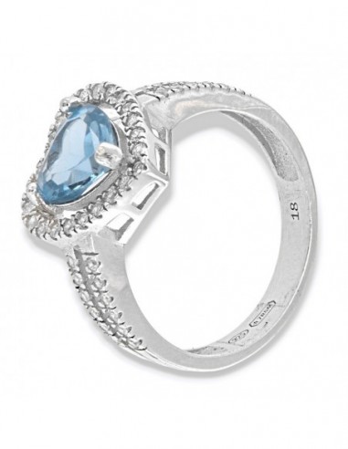 Anello Argento Rodiato Cuore Celeste [df9f81dd]