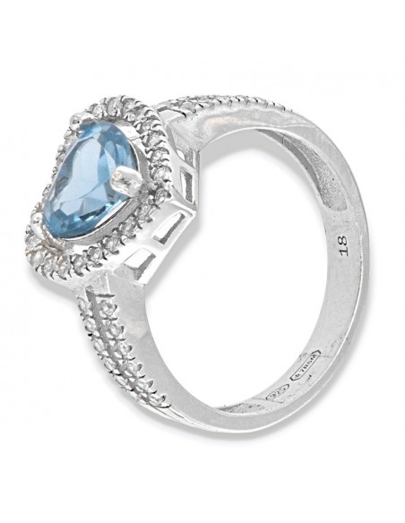 Anello Argento Rodiato Cuore Celeste [df9f81dd]