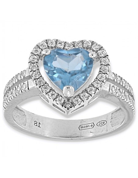 Anello Argento Rodiato Cuore Celeste [b1a403d4]