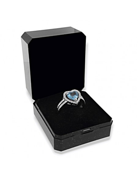 Anello Argento Rodiato Cuore Celeste [06b9c2d0]