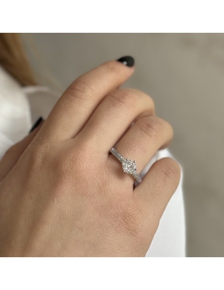 Anello Argento Rodiato Solitario Zircone [036070a7]