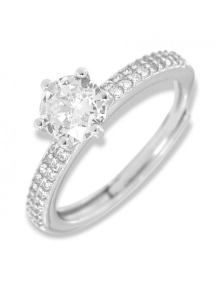 Anello Argento Rodiato Solitario Zircone [b47db1a3]