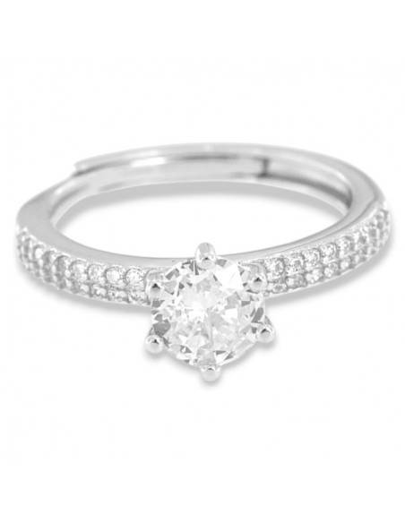 Anello Argento Rodiato Solitario Zircone [df1674b4]